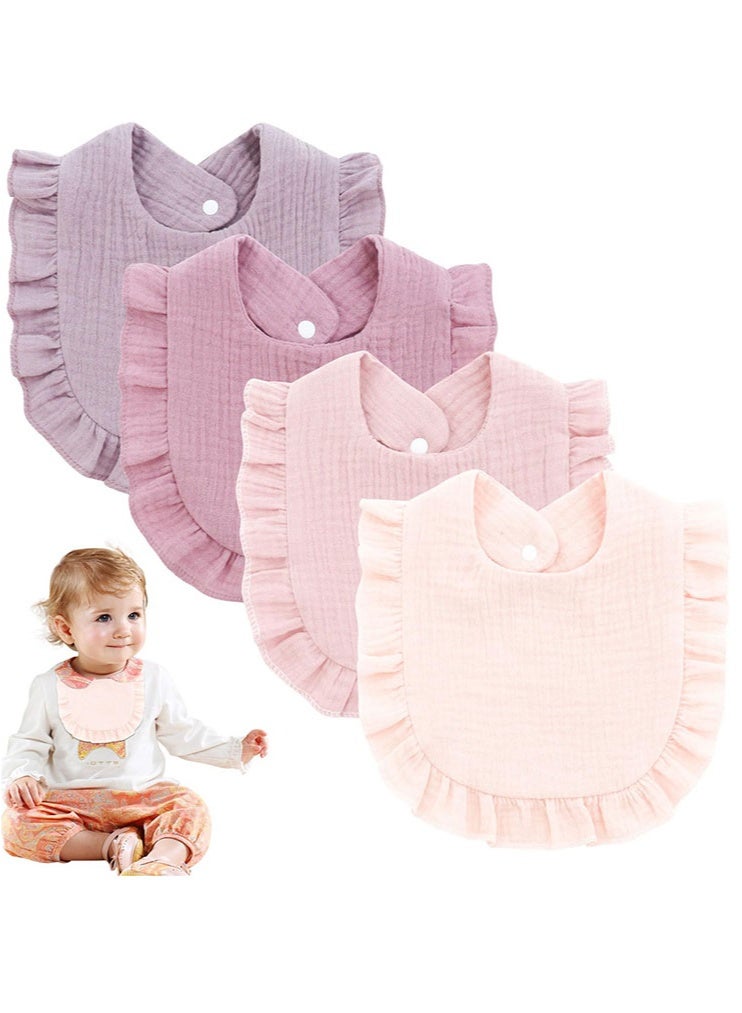 meayul Baby Bibs 4 Pack, 100% Cotton Adjustable Bibs Absorbent for Baby Boys Girls, Unisex Bibs, Toddlers Infants for Feeding and Teething, Stain-Resistant Breathable - Image 1